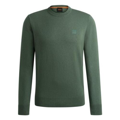 Zachte Gebreide Trui met Logo Patch Hugo Boss , Green , Heren