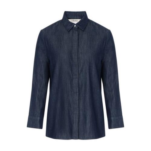 Blauwe katoenen denim overhemd Max Mara , Blue , Dames