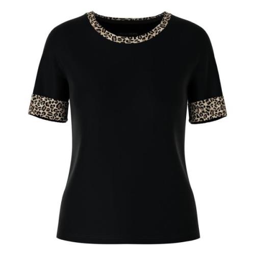 Leo-Print 3/4 Sleeve T-Shirt Marc Cain , Black , Dames