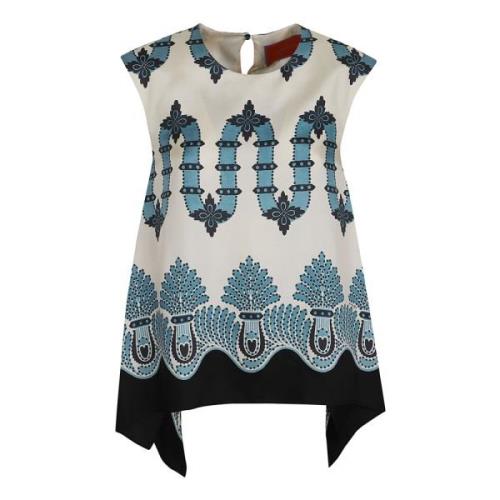 Zijden Twill Top met Ionische Winden La DoubleJ , Multicolor , Dames