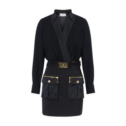 Zwarte Jurk EF Model Elisabetta Franchi , Black , Dames