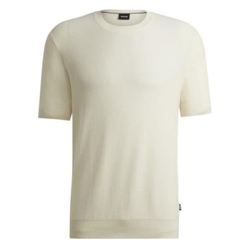 Gestructureerde Gebreide Korte Mouw Top Hugo Boss , Beige , Heren