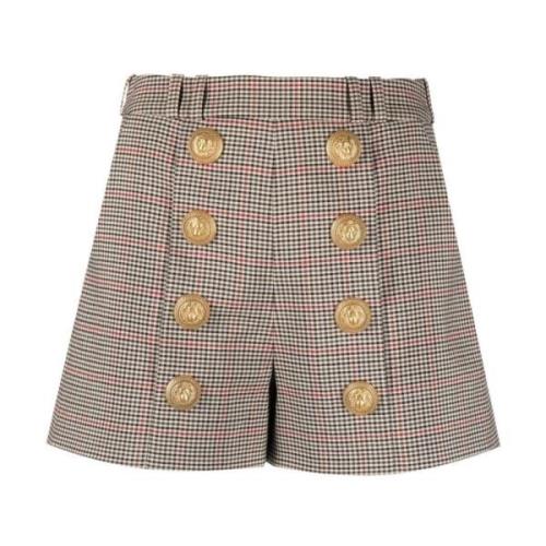 Stijlvolle Houndstooth Shorts Beige Balmain , Beige , Dames