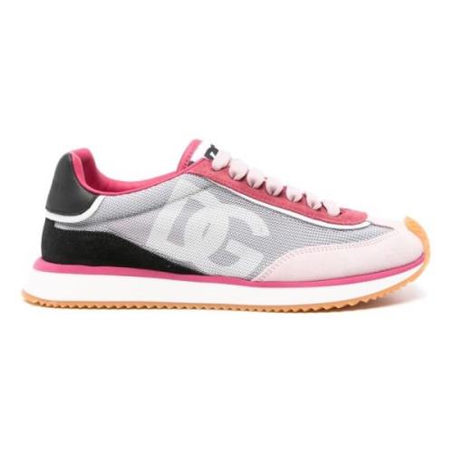 Dragon Lage Sneaker in Grijs Roze Dolce & Gabbana , Pink , Dames