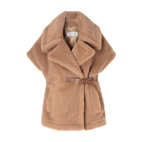 Stijlvolle Camel Poncho Max Mara , Brown , Dames