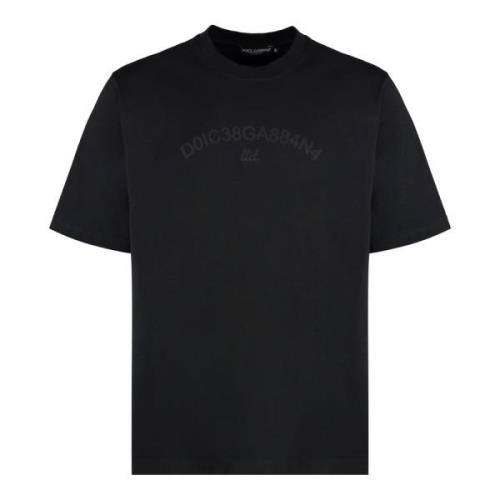 Geribbelde Katoenen Crew-Neck T-Shirt Dolce & Gabbana , Black , Heren