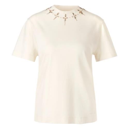 Strass T-shirt met ellips details Marc Cain , Beige , Dames