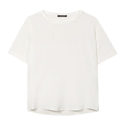 Zijden Mix T-shirt met Splitzoom Luisa Cerano , White , Dames