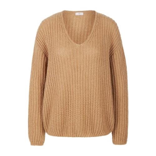 Lichtgewicht V-hals Pullover met Metallic Garen Riani , Brown , Dames