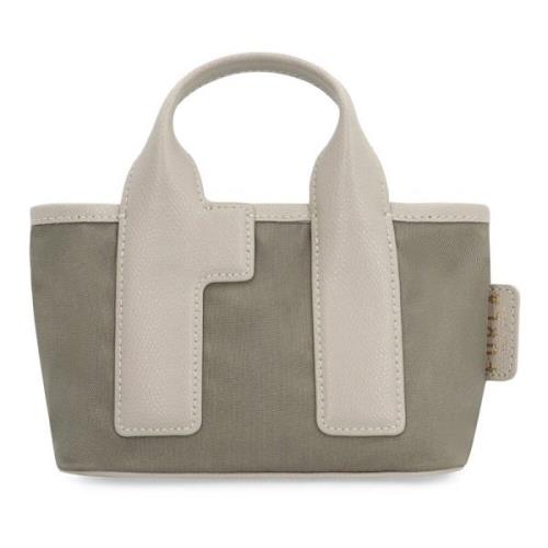 Mini Nylon Handtas met Leren Details Furla , Gray , Dames