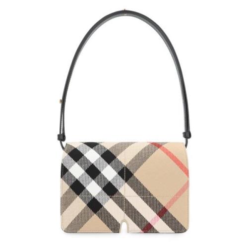 Stijlvolle Schoudertas met Check Motif Burberry , Beige , Dames