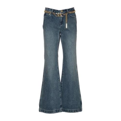 Flare Chain Belt Denim Jeans Michael Kors , Blue , Dames