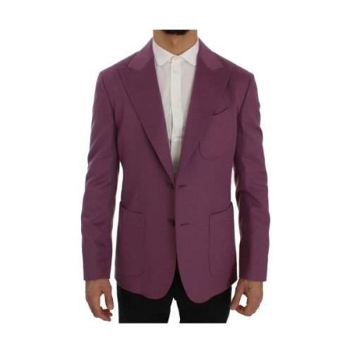 Paarse Cashmere Slim Fit Blazer Jas Dolce & Gabbana , Purple , Heren