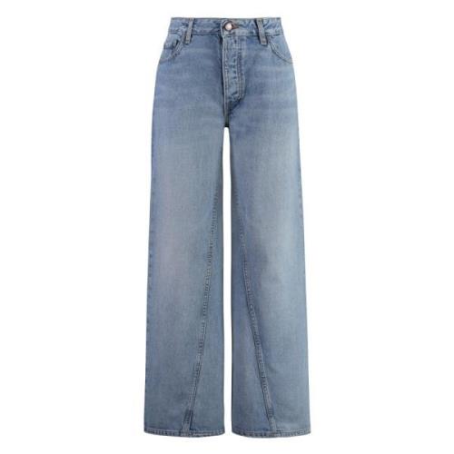 Wide-leg jeans met metalen details Ganni , Blue , Dames