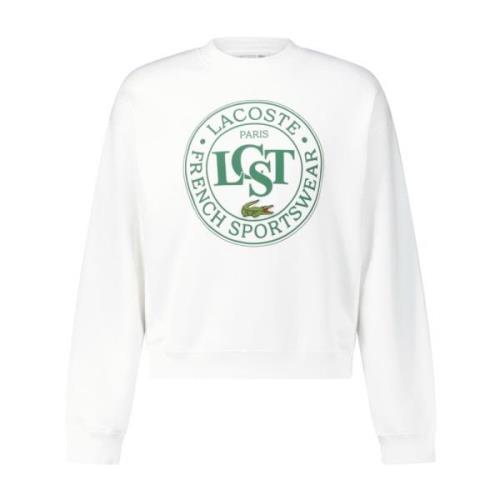 Gedrukte Sweatshirt Oversized Casual Look Lacoste , White , Heren