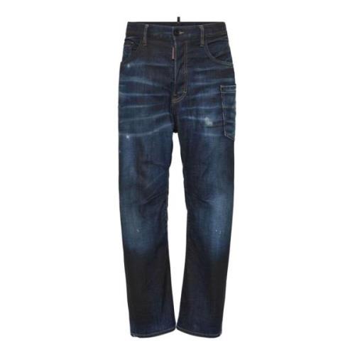 Navy Blauwe Denim Jeans Klassiek Ontwerp Dsquared2 , Blue , Heren