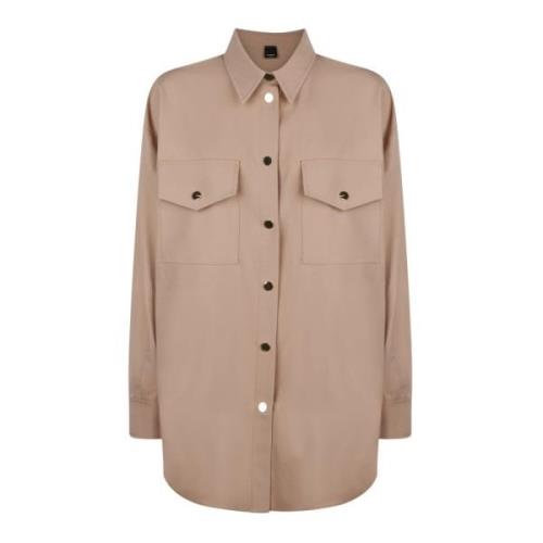 Beige Shirt met Gouden Knopen Pinko , Beige , Dames