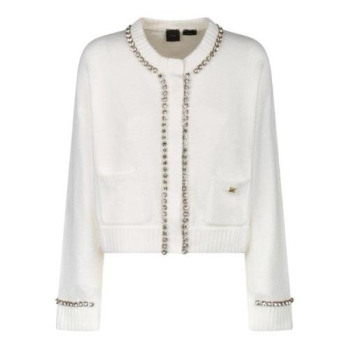 Witte Cardigan met Fonkelende Details Pinko , White , Dames