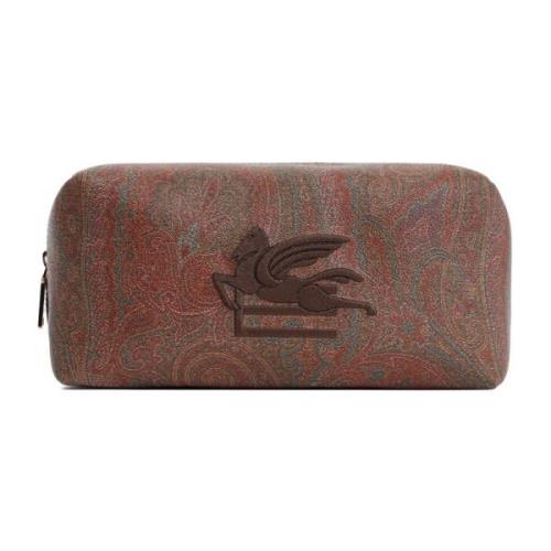 Bruine Paisley Stoffen Pouch Etro , Brown , Heren