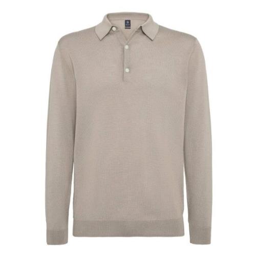 Gebreide Merinowol Polo Shirt Boggi Milano , Beige , Heren