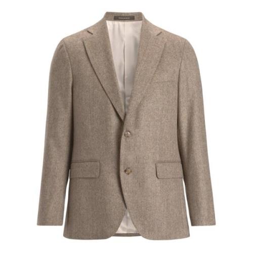 Beige Herringbone Blazer Dresser Blazer Oscar Jacobson , Beige , Heren