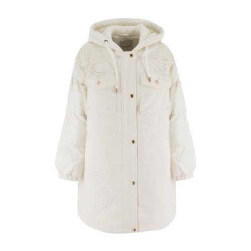 Bloemenapplicatie Bi-Materiaal Parka Ermanno Scervino , White , Dames