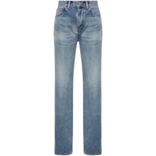 Straight Leg Denim Jeans Saint Laurent , Blue , Dames