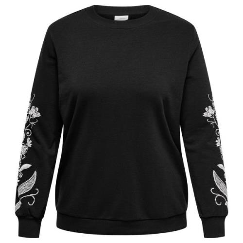 Zwart Sweatshirt met Gestikte Bladmouwen Only Carmakoma , Black , Dame...