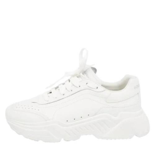 Pre-owned Leather sneakers Dolce & Gabbana Pre-owned , White , Heren