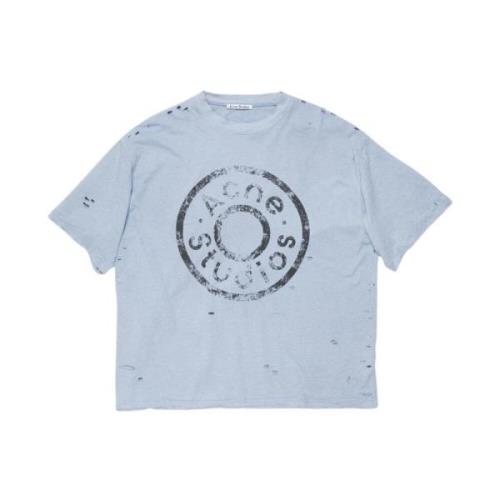 Blauw Logo T-shirt Relaxed Fit Acne Studios , Blue , Heren