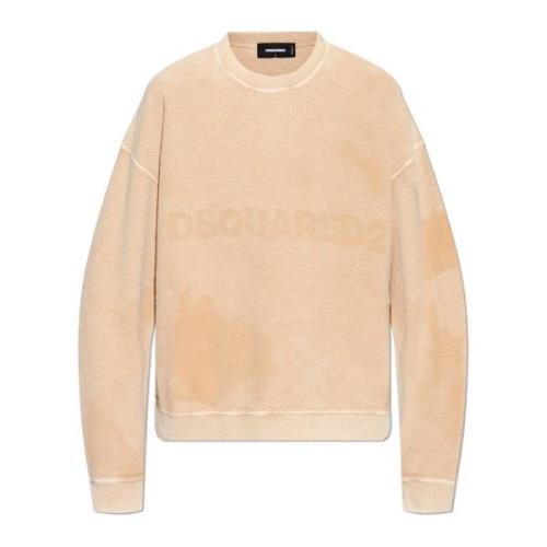 Sweatshirt met logo Dsquared2 , Beige , Heren