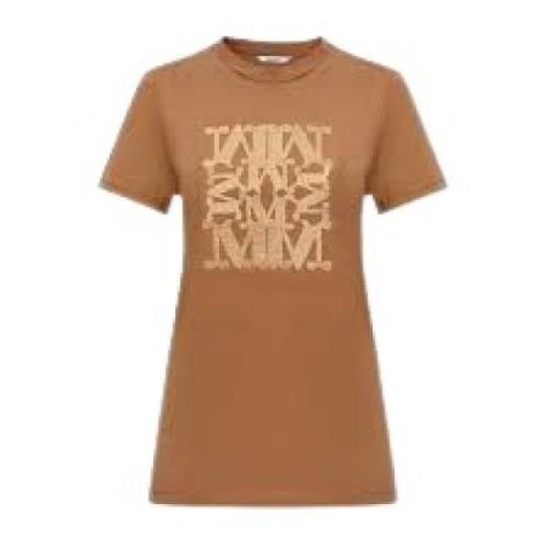 Casual Katoenen T-Shirt Max Mara , Brown , Dames