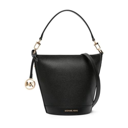 Zwarte Pebble Leren Logo Charme Tas Michael Kors , Black , Dames