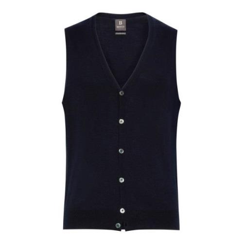 Merino Wol Gebreid Vest Boggi Milano , Blue , Heren