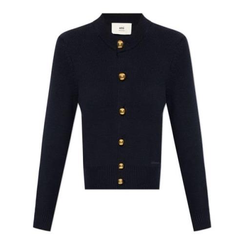 Navy Blue Cardigan Gouden Knopen Ami Paris , Blue , Dames