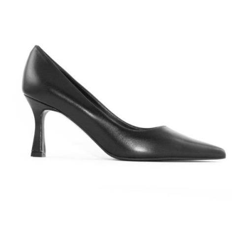 Zwarte Leren Kate Puntige Hak Pumps Roberto Festa , Black , Dames