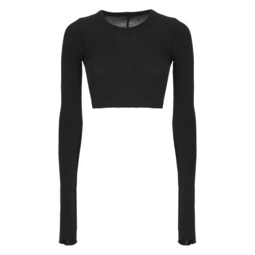 Zwarte Sweater Ronde Hals Lange Mouwen Rick Owens , Black , Dames