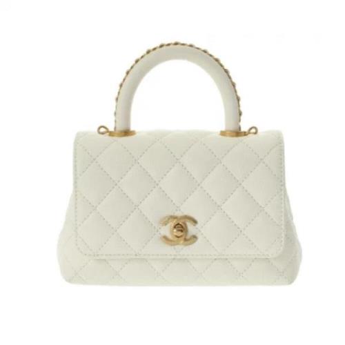 Pre-owned Leather handbags Chanel Vintage , White , Dames