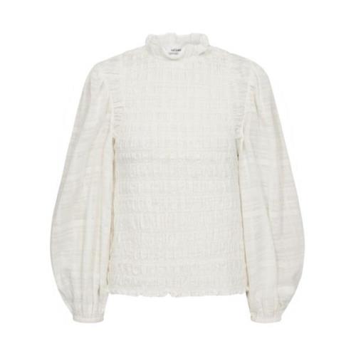 Witte Smock Blouse met Hoge Hals Co'Couture , White , Dames