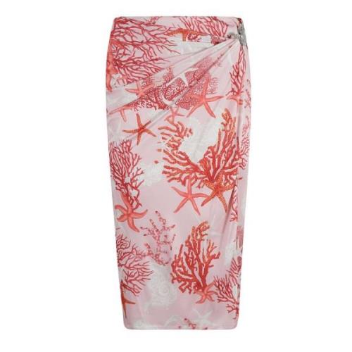 Jersey Rok met Vakantieprint Versace , Pink , Dames