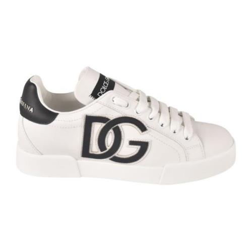 Witte lage sneakers met paneeldesign Dolce & Gabbana , White , Dames