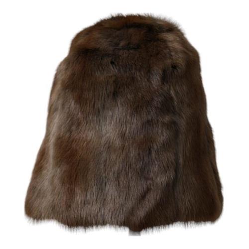 Bruine Wezel Bont Kasjmier Beanie Muts Dolce & Gabbana , Brown , Dames