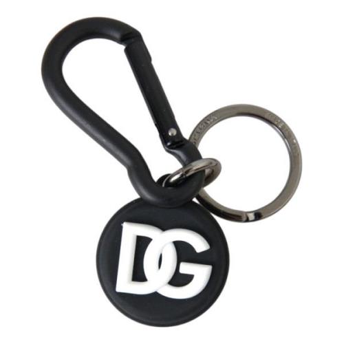 Zwart Wit Rubber DG Logo Sleutelhanger Dolce & Gabbana , Multicolor , ...