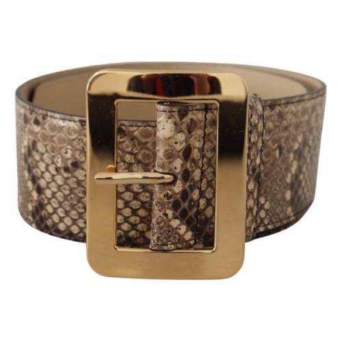 Elegante Leren Riem met Gegraveerde Gesp Dolce & Gabbana , Brown , Dam...