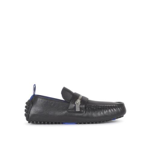 Zwarte Leren Loafers met B-Cut Rits Burberry , Black , Heren