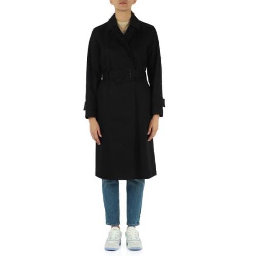 Klassieke Trenchcoat met Logo Plaque Calvin Klein , Black , Dames