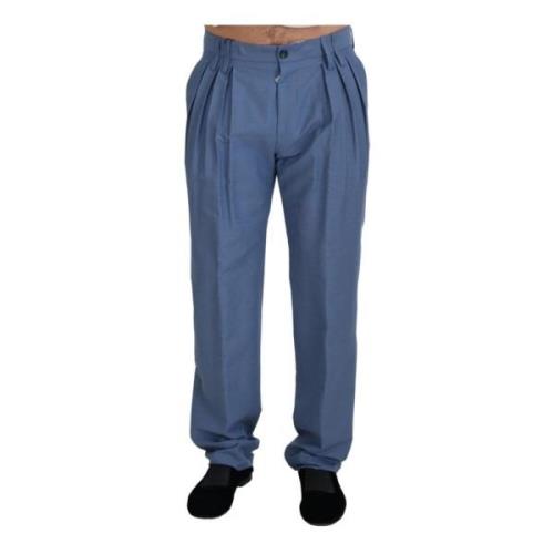 Blauwe Logo Details Heren Pantalon Dolce & Gabbana , Blue , Heren