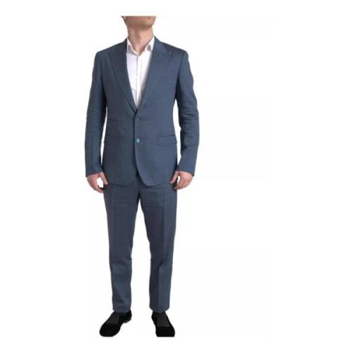 Blauw Slim Fit 2-Delig Pak Dolce & Gabbana , Blue , Heren