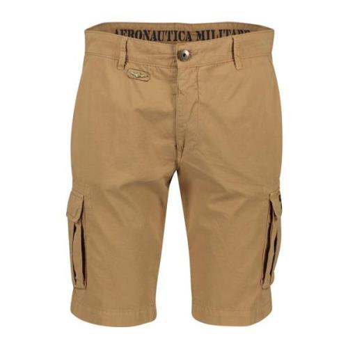 Bruine Katoenen Shorts Slim Fit Aeronautica Militare , Brown , Heren