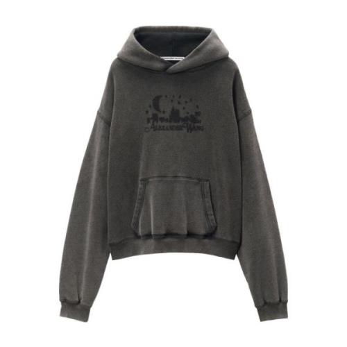 Skyline Logo Graphic Unisex Hoodie Sweaters Alexander Wang , Gray , Da...